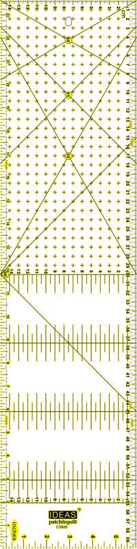 Regla 15x60 cms 6"x24" rectangular centímetros y pulgadas