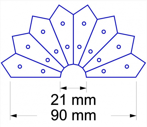 Plantilla plastico Dresden Plate Triangular 90mm 16+1